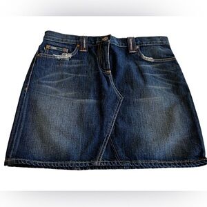 J. Crew Factory Store Mini Skirt Blue Denim Distressed Tagged 30” Actual 32”NWT.